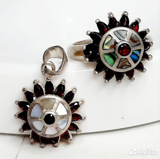 Кулон и перстень. Серебро, эмаль