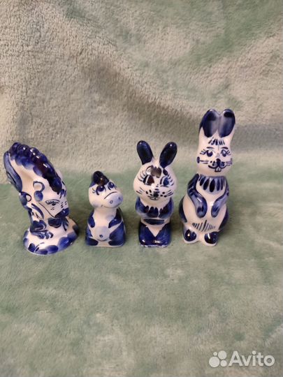 Фигурки из орикса, гжель, колокольчики из керамики