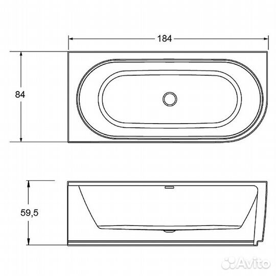 Ванна Desire 184x84 L без гидромассажа Riho b0880