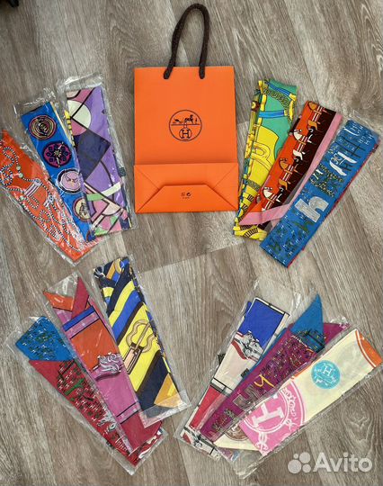 Шелковые ленты твилли Hermes цена за 3 шт