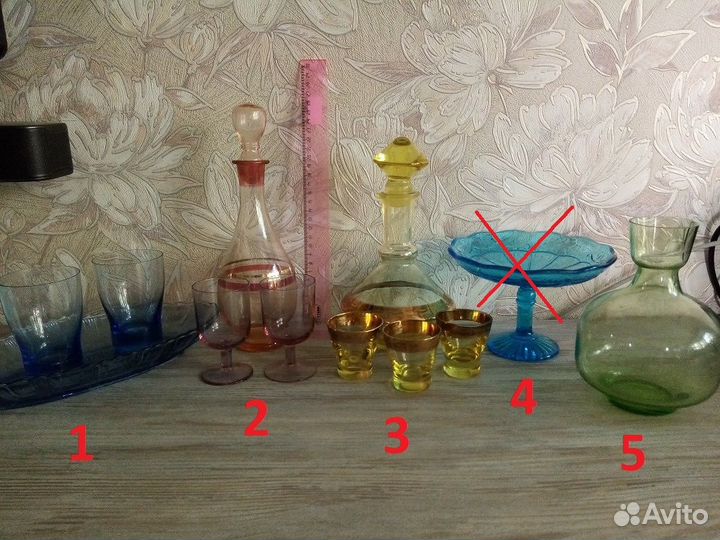 Посуда из цветного стекла СССР