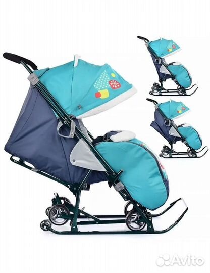 Санки коляска ника Наши Детки 5-1 изумруд лисичка