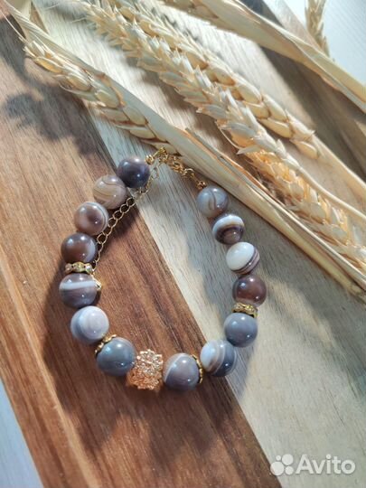 Браслет из натурального агата Ботсвана