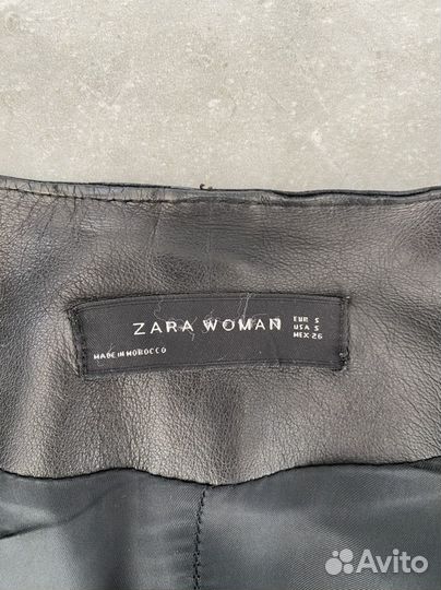 Кожаная курта Zara (из натуральной кожи) женская