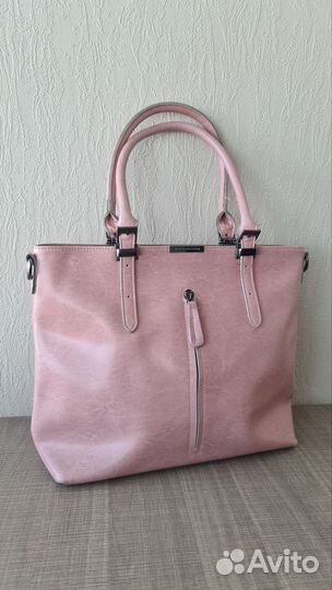 Сумка натуральная кожа розовая