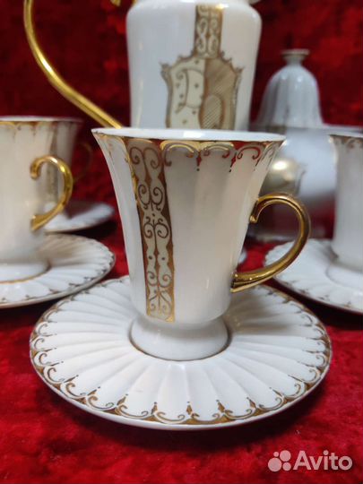 Кофейный сервиз. Позолота.Дулёво.Кузнецов