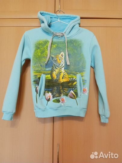 Толстовка детская теплая с капюшоном 122-128