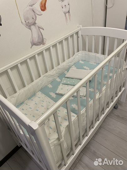 Детская кроватка mr sandman с маятником и матрасом