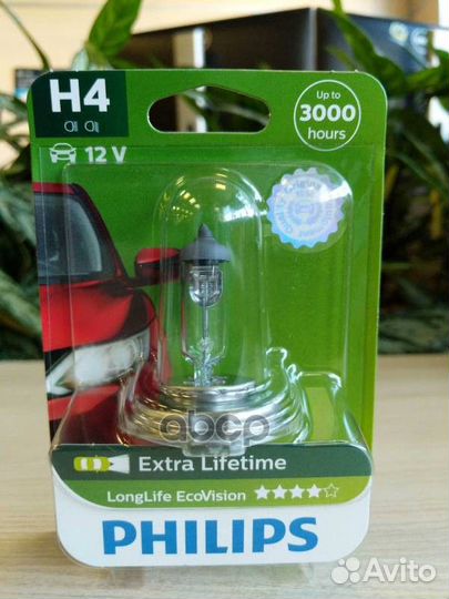 Лампа 12V H4 55W philips LongLife EcoVision 1 ш