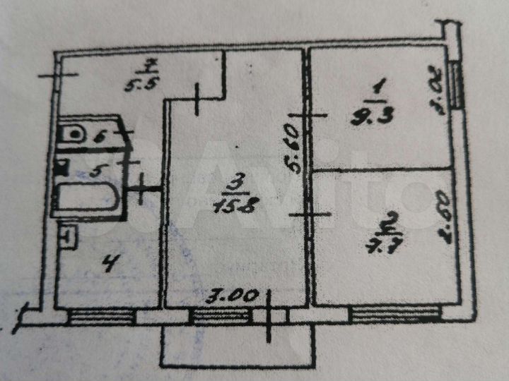 Комната 47 м² в 3-к., 5/5 эт.