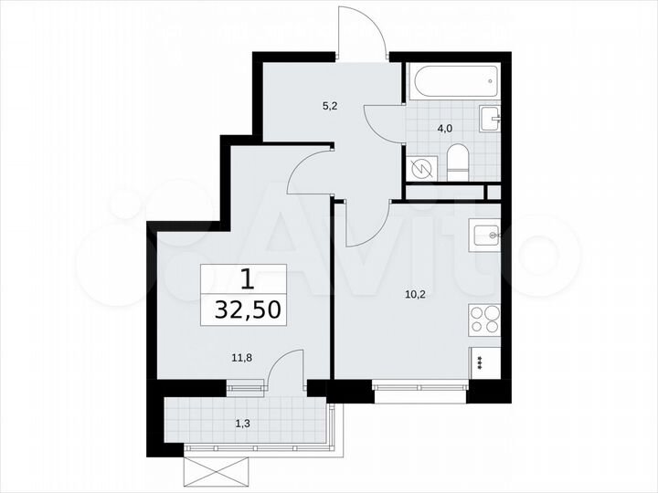 1-к. квартира, 32,5 м², 5/9 эт.