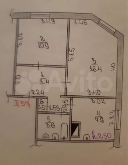 2-к. квартира, 47,7 м², 4/5 эт.
