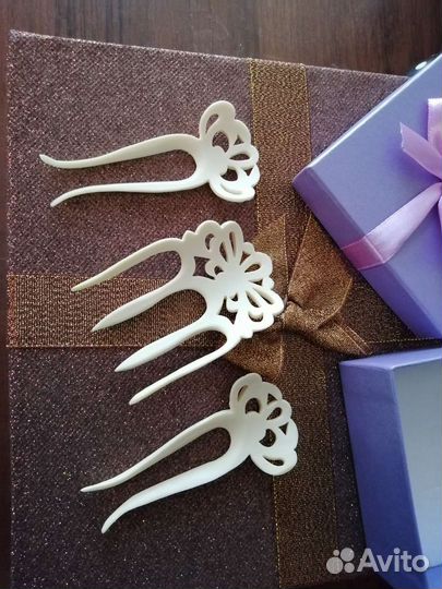 Костяной гребень, заколки. Набор. Винтаж