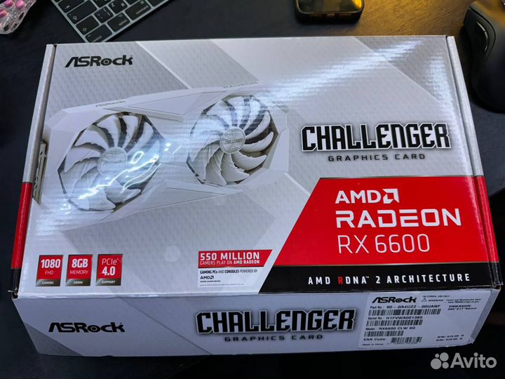 Видеокарта ASRock RX6600 Challenger White 8GB