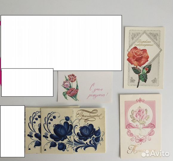 Открытки СССР чистые 8 марта розы и прочее