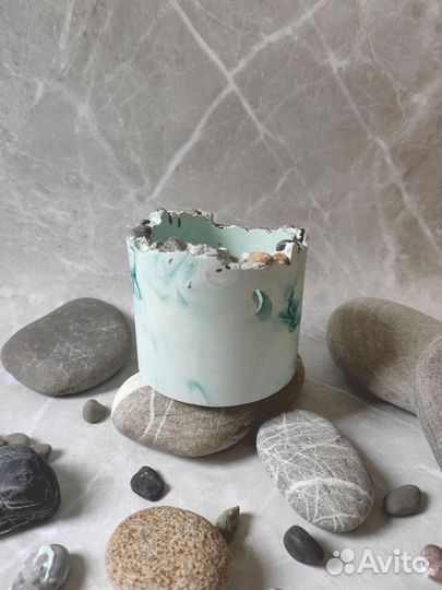 Свеча Ароматная Морской бриз в гипсовом стакане