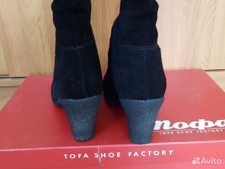 Сапоги женские зимние, черная замша