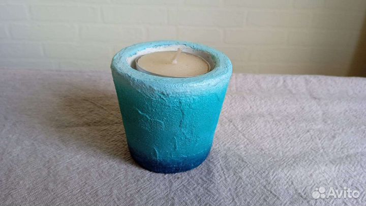 Голубой подсвечник ручной работы