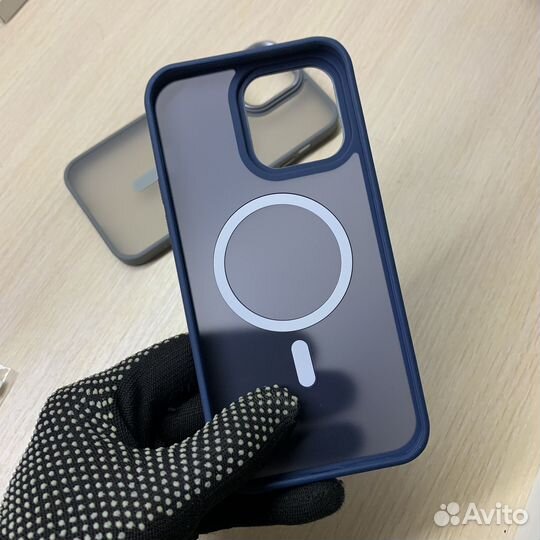 Чехол на iPhone 14 Pro Max MagSafe MetSafe синий