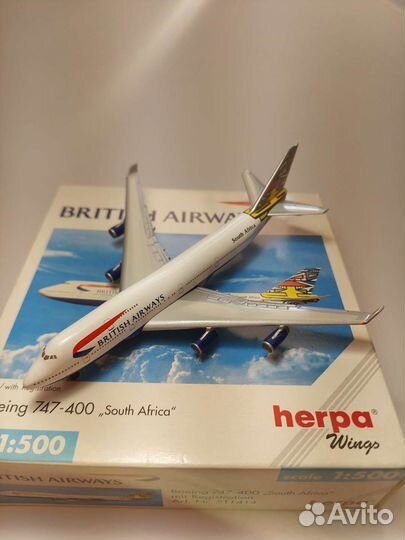 Модель самолета British Airways B 747 Herpa 1/500