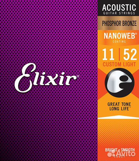 Струны для акустической гитар Elixir 16027 nanoweb