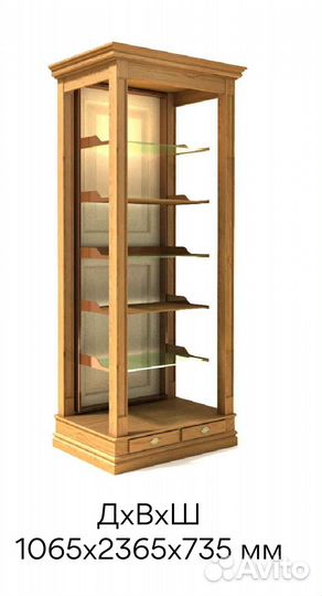 Шкаф витрина из массива дуба