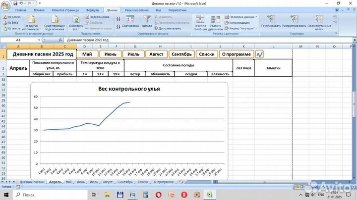 Электронная форма дневника пасеки. Дневник пасеки