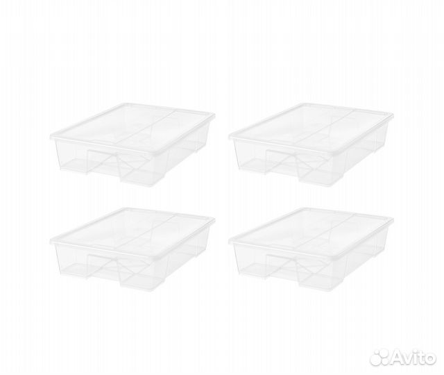 Контейнеры с крышкой икеа самла (новые), 55л 4 шт