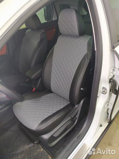 Чехлы Автопилот на LADA Vesta Черные+Серый+Ромб