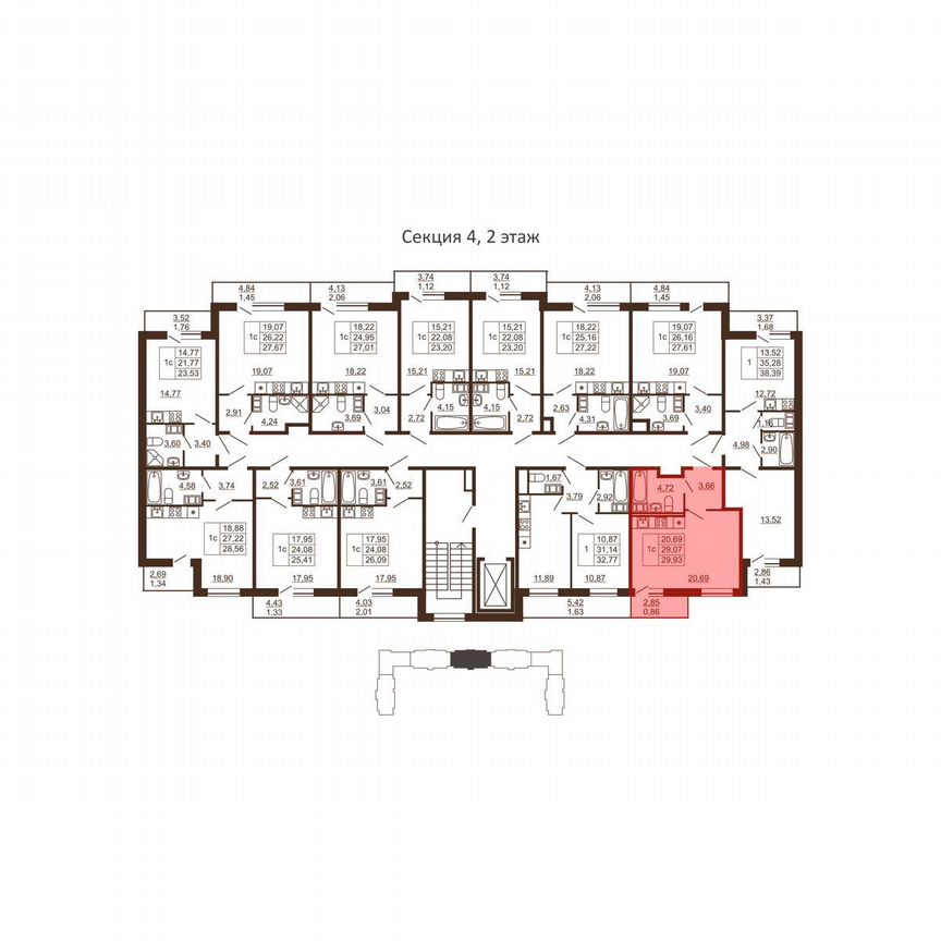 Квартира-студия, 29,9 м², 2/6 эт.