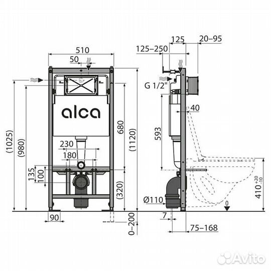 Сет инсталляция Alсa + унитаз Teramo с сиденьем микролифт