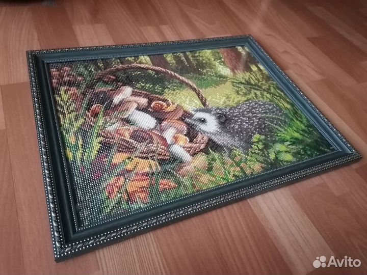 Алмазная мозаика. Ёжик в лесу