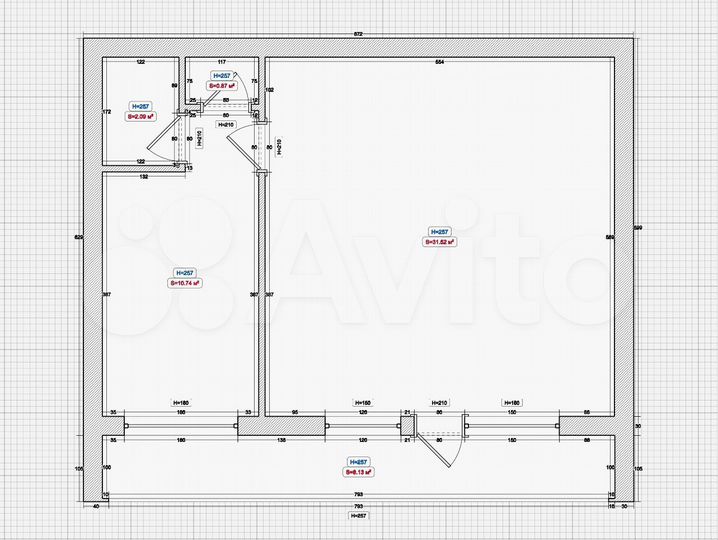 2-к. апартаменты, 44,9 м², 1/3 эт.