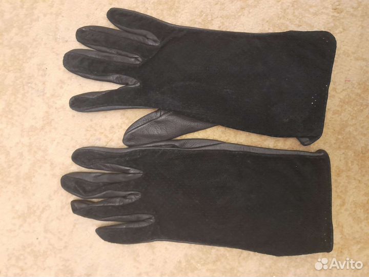Перчатки кожа +замша