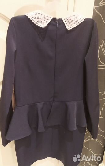 Платье школьное для девочки с баской 128