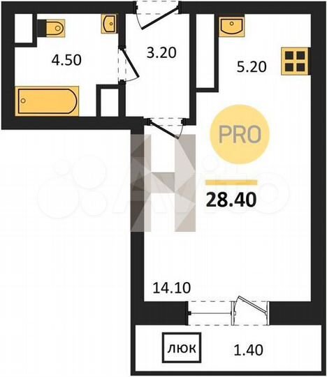 Квартира-студия, 28,4 м², 9/21 эт.