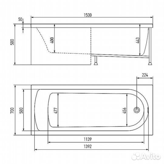 Ванна акриловая Michigan 150*70 Alex Baitler