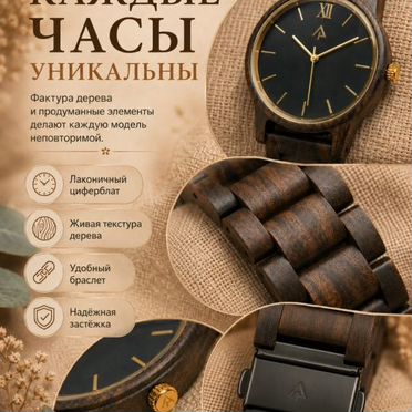 Наручные часы Black Luxe из дерева c гравировкой