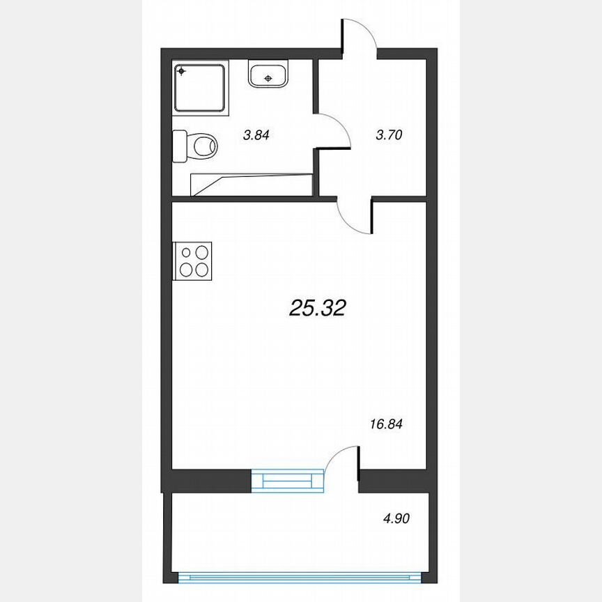 Квартира-студия, 28,3 м², 17/22 эт.