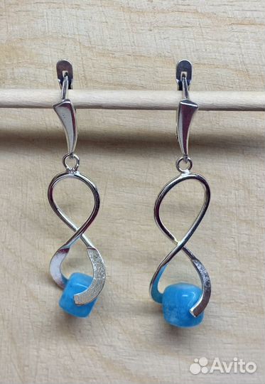 Серьги из натурального камня амазонит