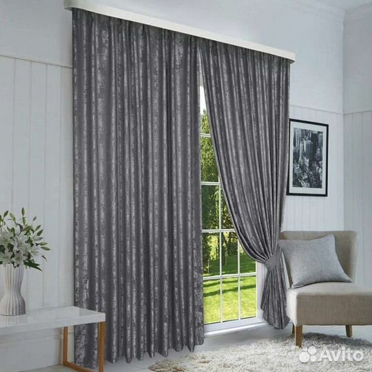 Шторы новые, цвет темный графит