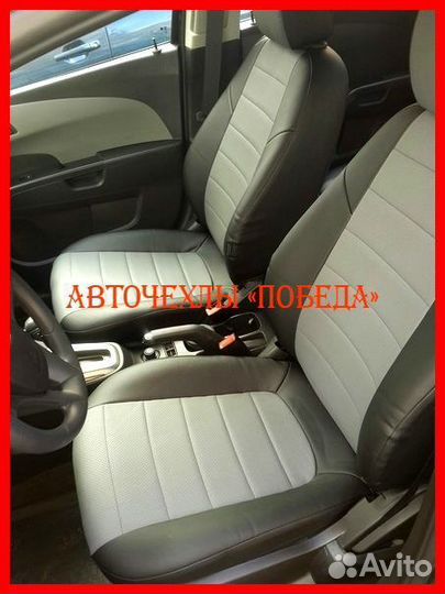 Чехлы Chevrolet Lacetti из экокожи чёрно-серые