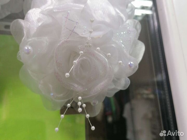 Банты для волос белые на резиночке