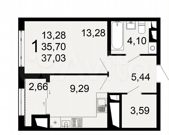 1-к. квартира, 37 м², 17/26 эт.