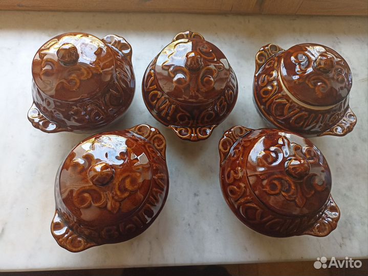 Набор керамических горшков для запекания СССР