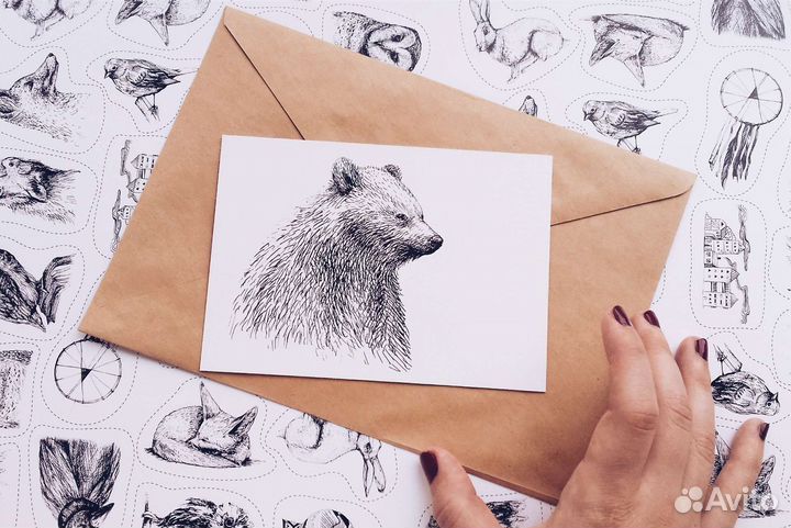 Открытки подарочные, на праздник, цветы, звери