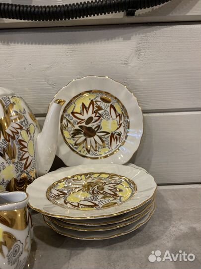 Кофейный сервиз Золотые Ромашки