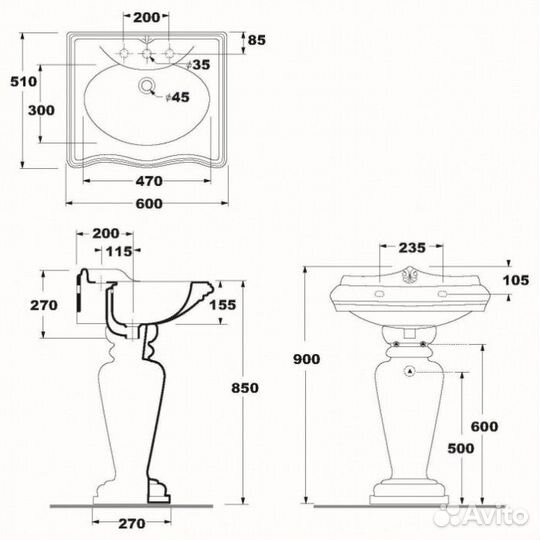 Раковина с пьедесталом Migliore Impero 20788+20784