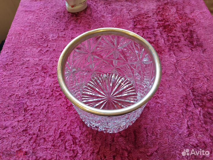 Ваза конфетница СССР хрусталь мельхиор