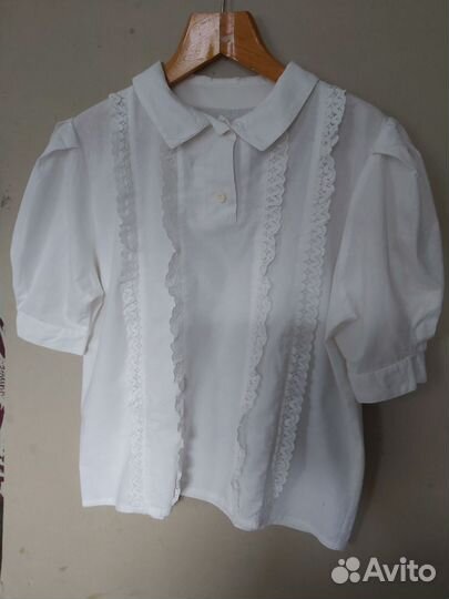 Блуза Белая Хлопок Винтаж 46-48